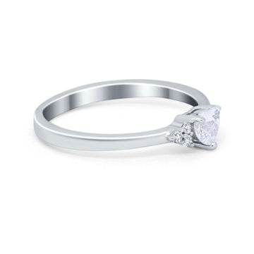 Engagement Heart Promise Ring Round Simulated Cubic Zirconia 925 Sterling Silver